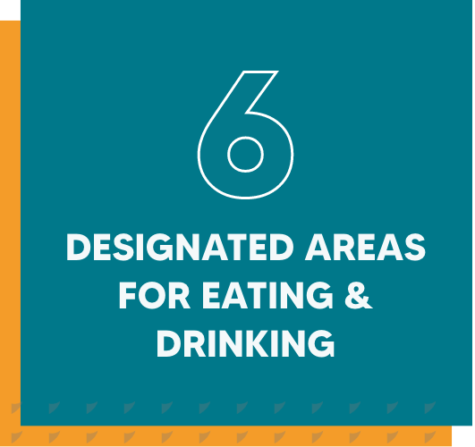 designated areas for eating and drinking